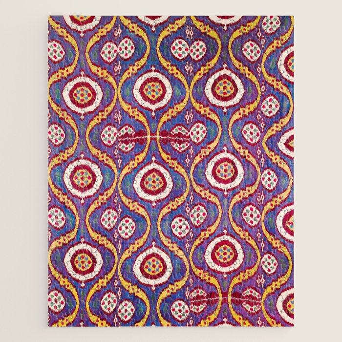 Silk Ikat Uzbekistan Parda Print Jigsaw Puzzle Gallery Image 1