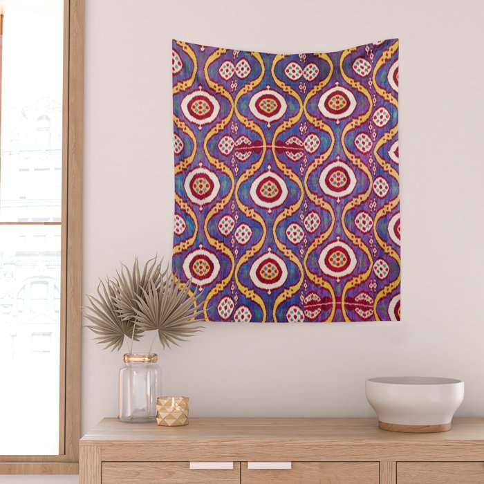 Silk Ikat Uzbekistan Parda Print Wall Tapestry Gallery Image 2