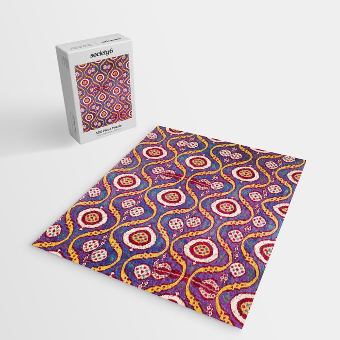 Silk Ikat Uzbekistan Parda Print Jigsaw Puzzle Gallery Image 2