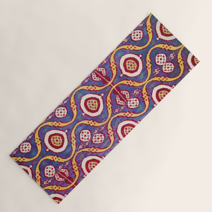 Silk Ikat Uzbekistan Parda Print Yoga Mat Gallery Image 1