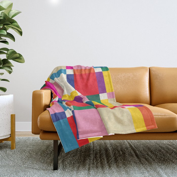 Colorful Happy Shapes Throw Blanket Gallery Image 1