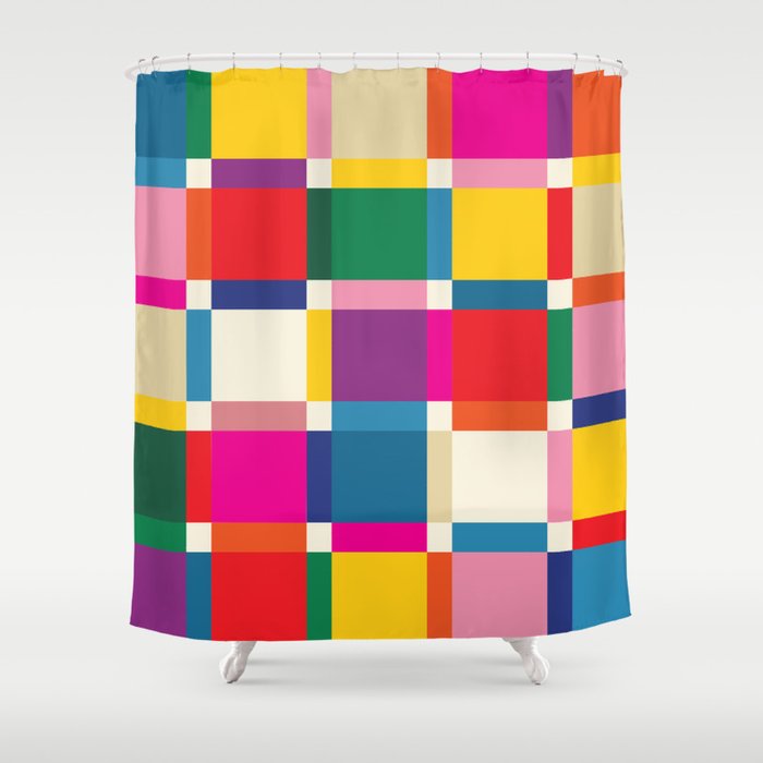 Colorful Happy Shapes Shower Curtain Gallery Image 1