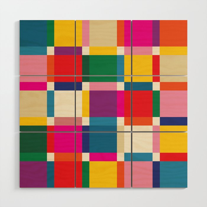 Colorful Happy Shapes Wood Wall Art Gallery Image 1