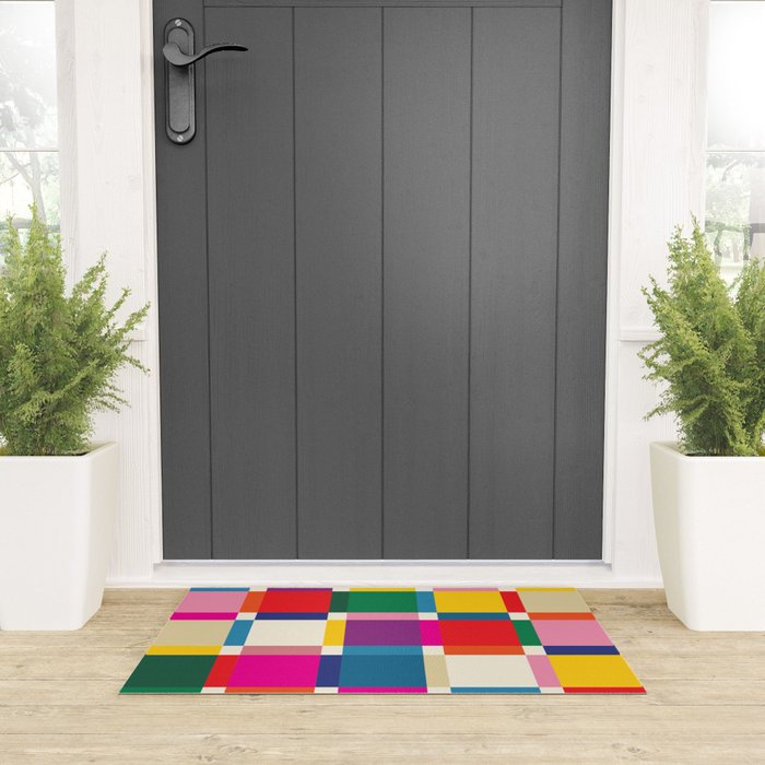 Colorful Happy Shapes Welcome Mat Gallery Image 3