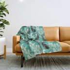 Jackalope - teal & black Throw Blanket Gallery Image 1