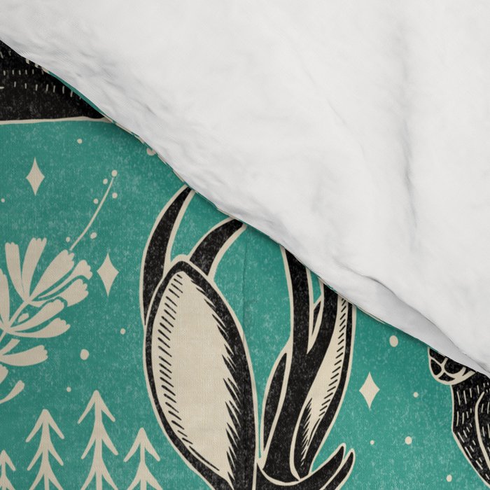 Jackalope - teal & black Comforter Gallery Image 4