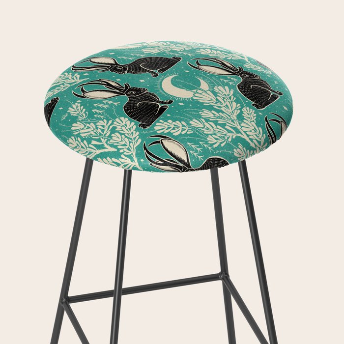 Jackalope - teal & black Stool Gallery Image 2
