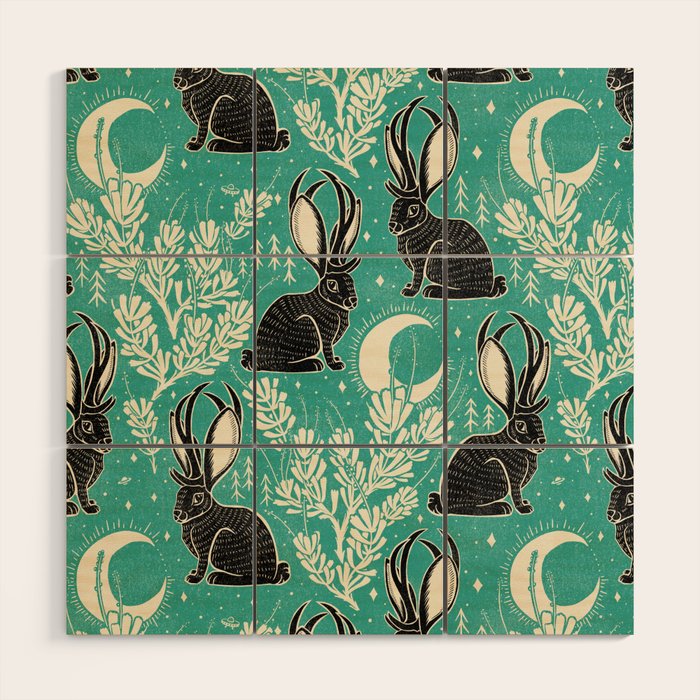 Jackalope - teal & black Wood Wall Art Gallery Image 1