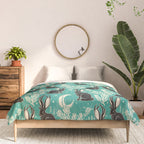 Jackalope - teal & black Comforter Gallery Image 3