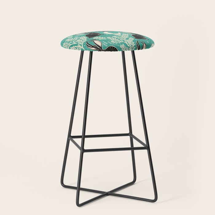 Jackalope - teal & black Stool Gallery Image 1