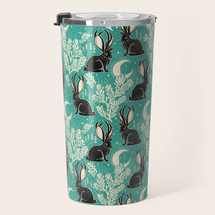Jackalope - teal & black Travel Mug Gallery Image 3