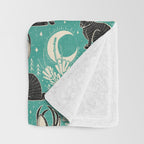 Jackalope - teal & black Throw Blanket Gallery Image 3