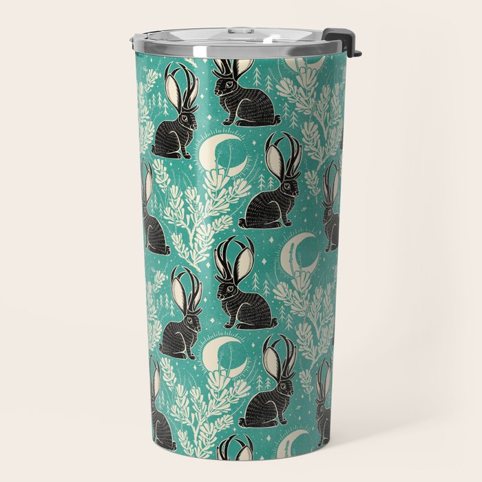 Jackalope - teal & black Travel Mug Gallery Image 2