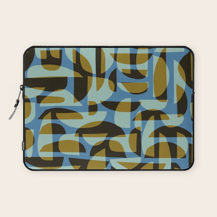 Simple Hand-cut Pattern #5 / Blue & Brown Laptop Sleeve Gallery Image 1