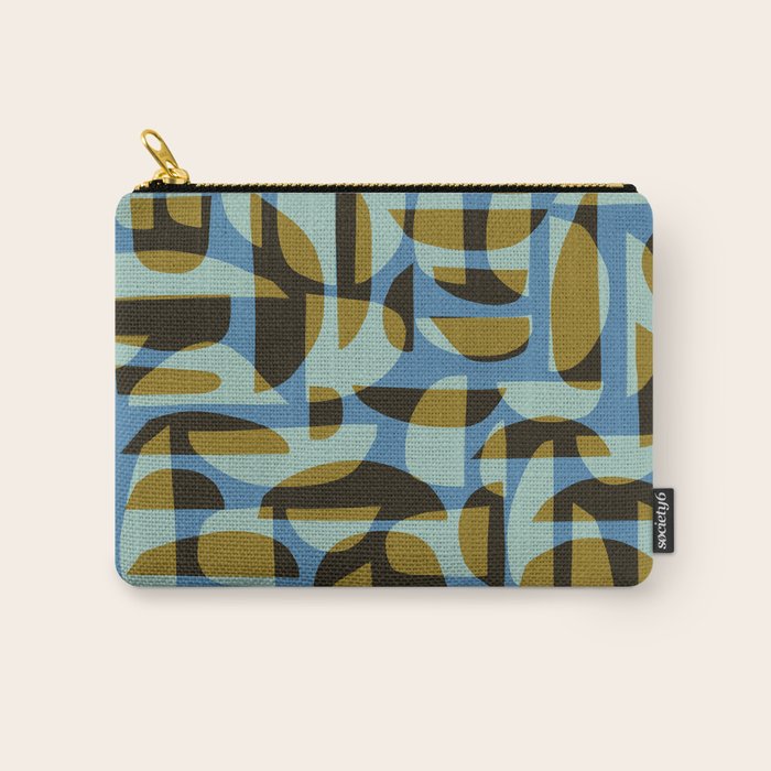 Simple Hand-cut Pattern #5 / Blue & Brown Carry All Pouch Gallery Image 1