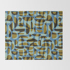 Simple Hand-cut Pattern #5 / Blue & Brown Throw Blanket Gallery Image 2