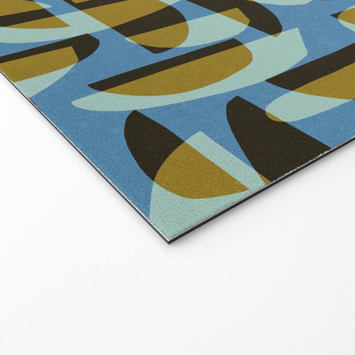 Simple Hand-cut Pattern #5 / Blue & Brown Welcome Mat Gallery Image 2