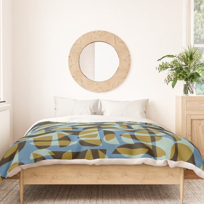 Simple Hand-cut Pattern #5 / Blue & Brown Duvet Cover Gallery Image 3