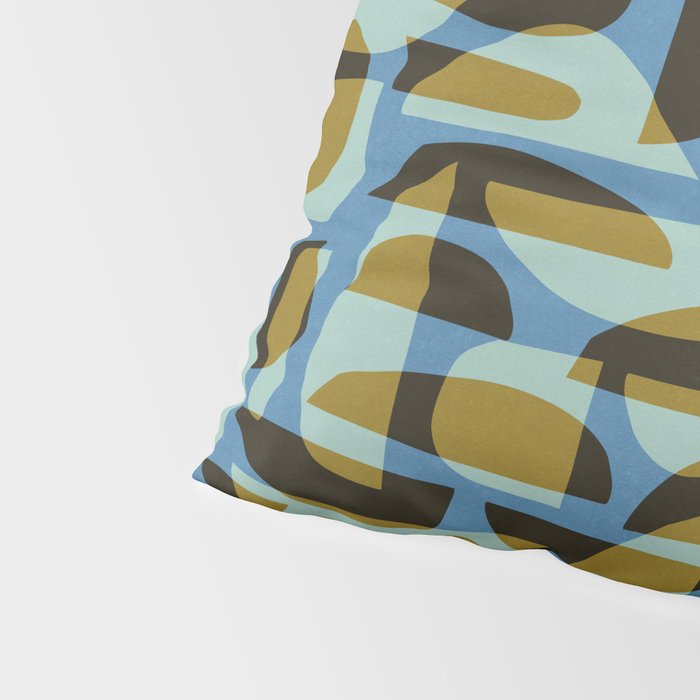 Simple Hand-cut Pattern #5 / Blue & Brown Pillow Sham Gallery Image 4