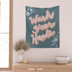 Wash Your Hands - Vintage Pink and Blue Wall Tapestry Gallery Image 2