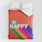 BE HAPPY - rainbow retro typography Duvet Cover Gallery Image 6
