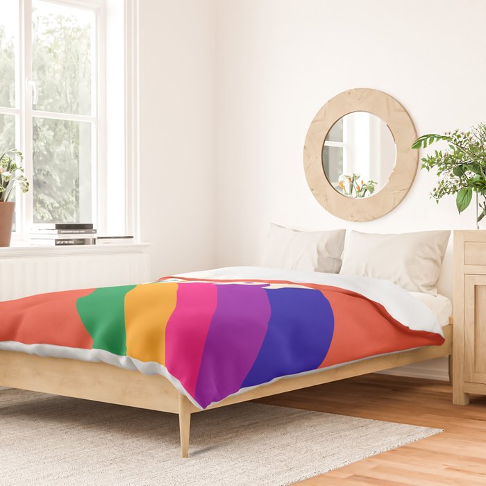 BE HAPPY - rainbow retro typography Duvet Cover Gallery Image 2