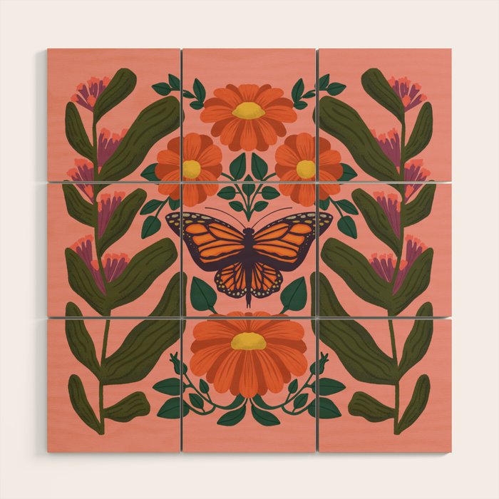 Monarch Butterfly and Milkweed  Wood Wall Art Gallery Image 1