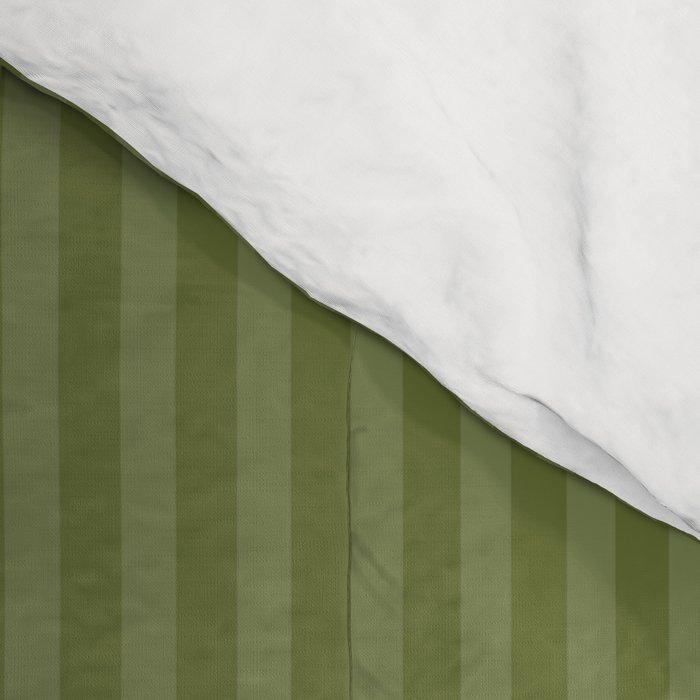 Olive Moss Vertical Stripes Rich Minimalist Pattern Comforter Gallery Image 4