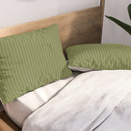 Olive Moss Vertical Stripes Rich Minimalist Pattern Pillow Sham Gallery Image 2