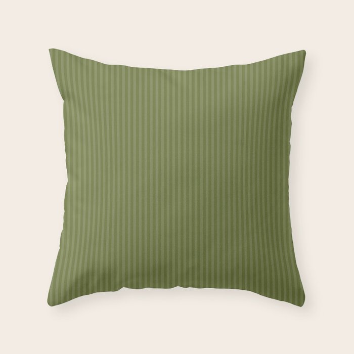 Olive Moss Vertical Stripes Rich Minimalist Pattern Throw Pillow Gallery Image 6