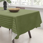 Olive Moss Vertical Stripes Rich Minimalist Pattern Tablecloth Gallery Image 3