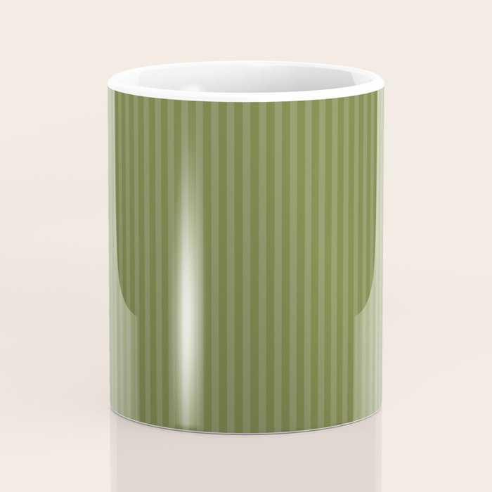Olive Moss Vertical Stripes Rich Minimalist Pattern Coffee Mug Gallery Image 4