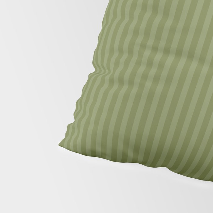 Olive Moss Vertical Stripes Rich Minimalist Pattern Pillow Sham Gallery Image 4