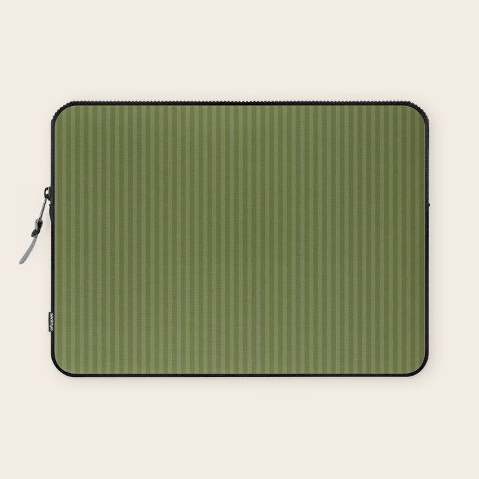 Olive Moss Vertical Stripes Rich Minimalist Pattern Laptop Sleeve Gallery Image 1