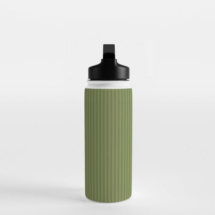 Olive Moss Vertical Stripes Rich Minimalist Pattern Water Bottle Gallery Image 3
