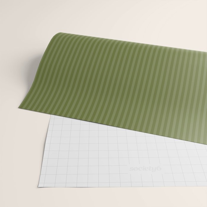 Olive Moss Vertical Stripes Rich Minimalist Pattern Wrapping Paper Gallery Image 2