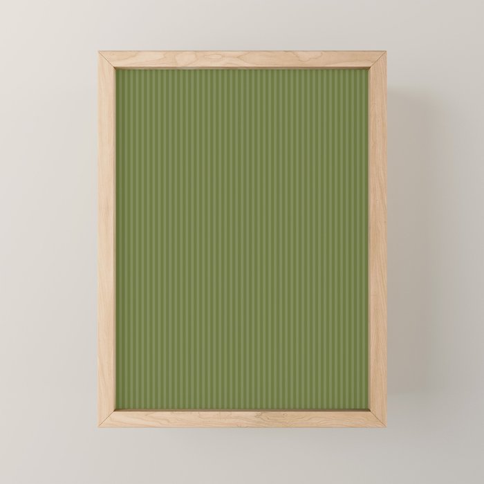 Olive Moss Vertical Stripes Rich Minimalist Pattern Mini Art Print Gallery Image 1