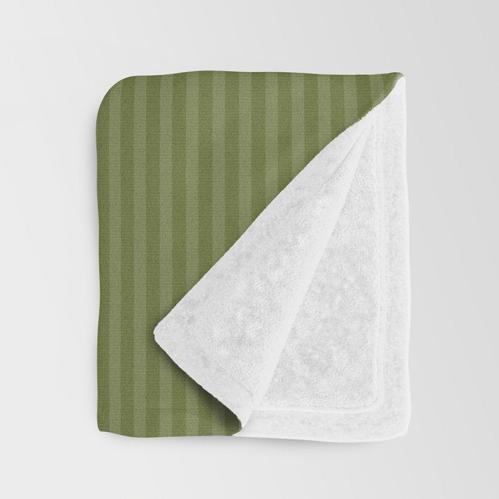 Olive Moss Vertical Stripes Rich Minimalist Pattern Throw Blanket Gallery Image 3