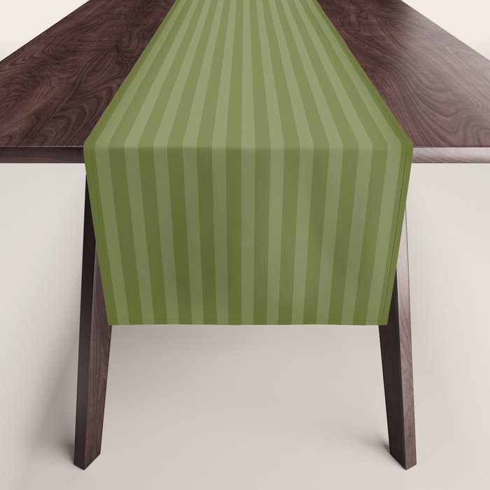 Olive Moss Vertical Stripes Rich Minimalist Pattern Table Runner Gallery Image 1