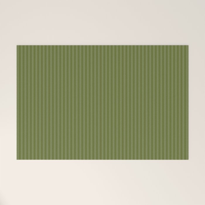Olive Moss Vertical Stripes Rich Minimalist Pattern Welcome Mat Gallery Image 1