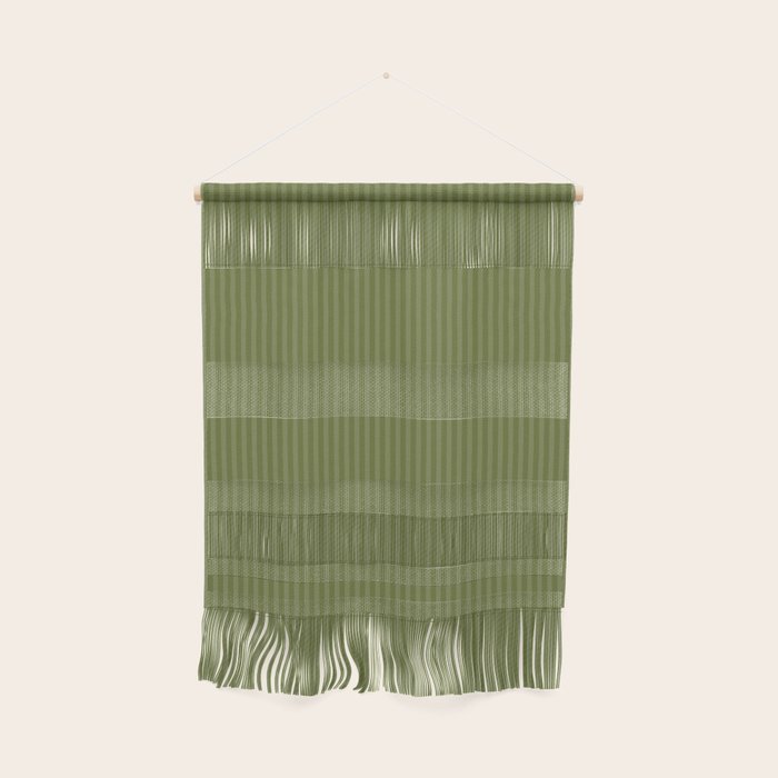 Olive Moss Vertical Stripes Rich Minimalist Pattern Wall Hanging Gallery Image 1