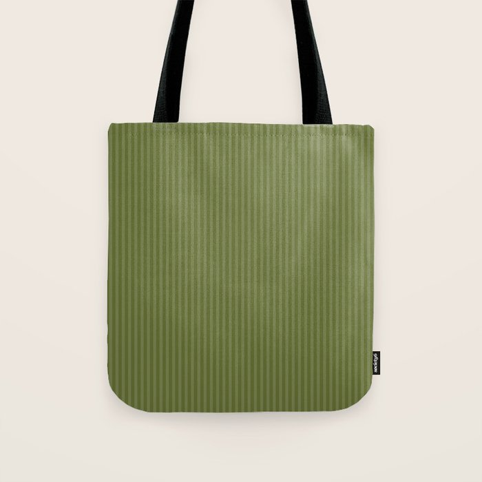 Olive Moss Vertical Stripes Rich Minimalist Pattern Tote Bag Gallery Image 1