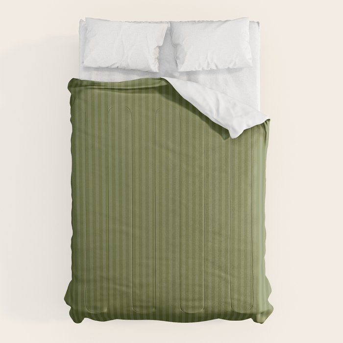 Olive Moss Vertical Stripes Rich Minimalist Pattern Comforter Gallery Image 6