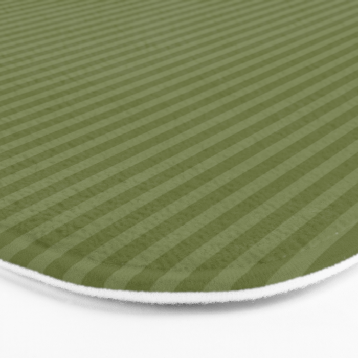Olive Moss Vertical Stripes Rich Minimalist Pattern Bath Mat Gallery Image 3