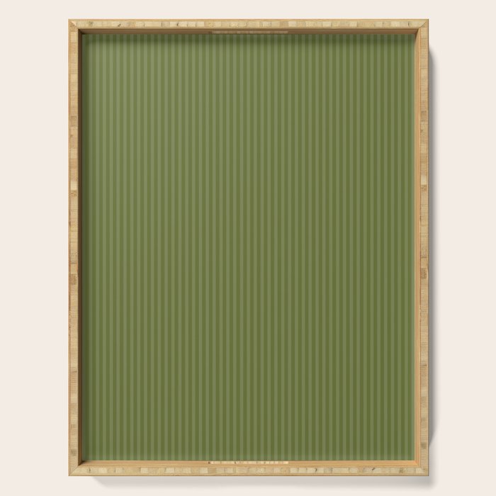 Olive Moss Vertical Stripes Rich Minimalist Pattern Serving Tray Gallery Image 1
