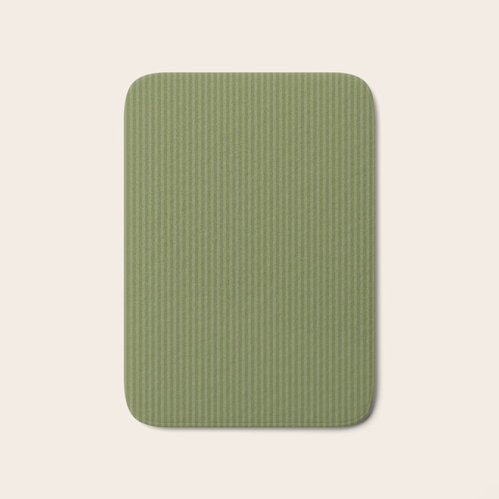 Olive Moss Vertical Stripes Rich Minimalist Pattern Bath Mat Gallery Image 1