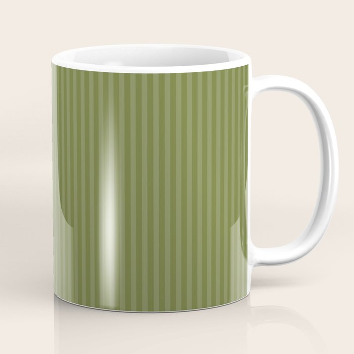Olive Moss Vertical Stripes Rich Minimalist Pattern Coffee Mug Gallery Image 1