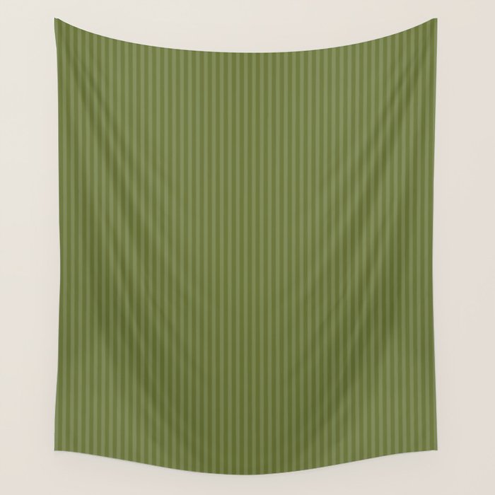 Olive Moss Vertical Stripes Rich Minimalist Pattern Wall Tapestry Gallery Image 4