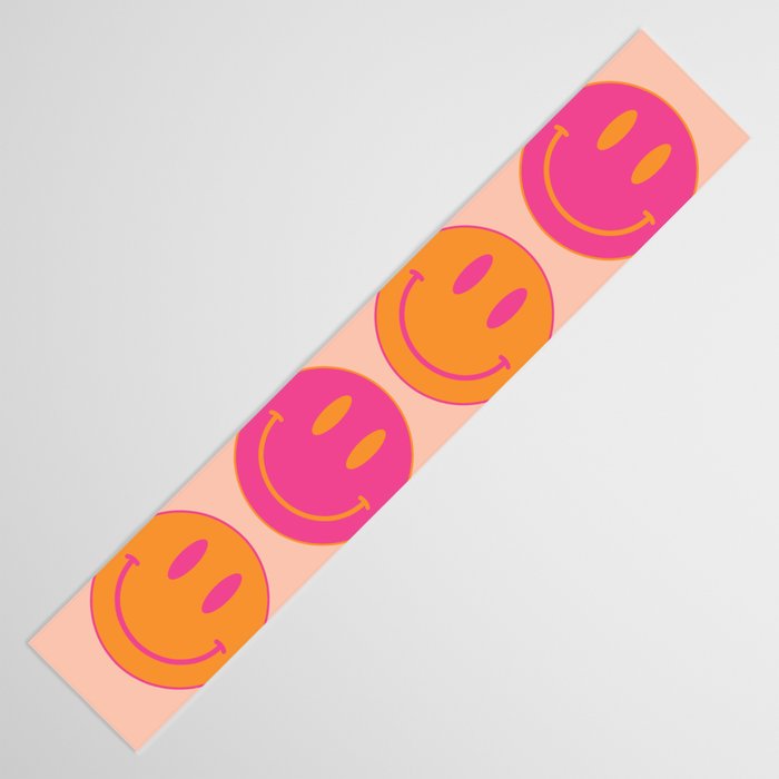 Retro Groovy Smiley Face Poster - Pink and Orange 90s Vibes Table Runner Gallery Image 3