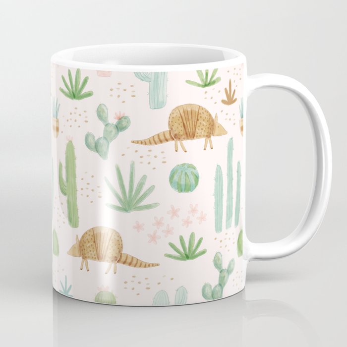 Armadillos in the Desert - Watercolor Coffee Mug Gallery Image 1
